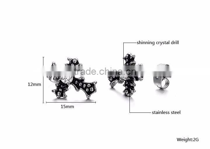 New ! Factory wholesale Surgical grade stainless steel cross earrings for men