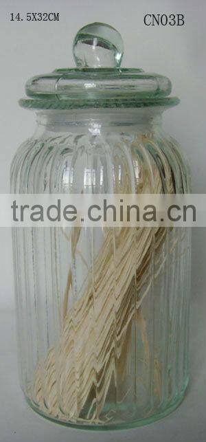 clear cylinder large vertical stripe glass fermentation jar with lid