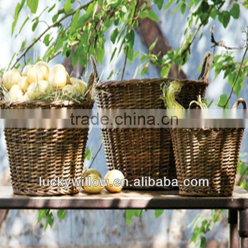 factory supply wicker flower basket with long handle