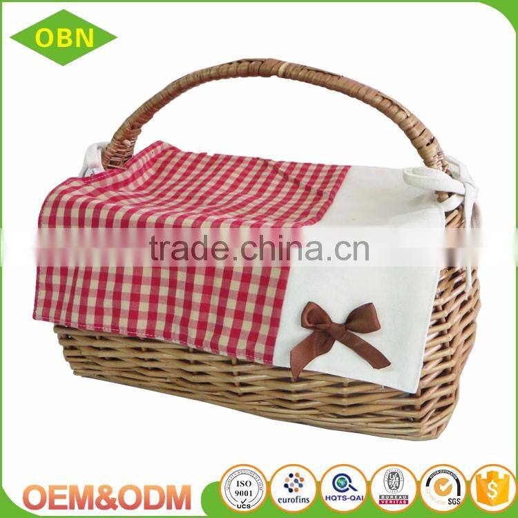 Simple and practical mini wicker hamper basket China wholesale price willow wicker picnic basket with handle