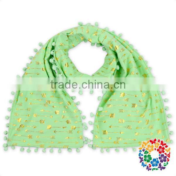 cute design soft christmas deer print pom pom tassel scarf for kids