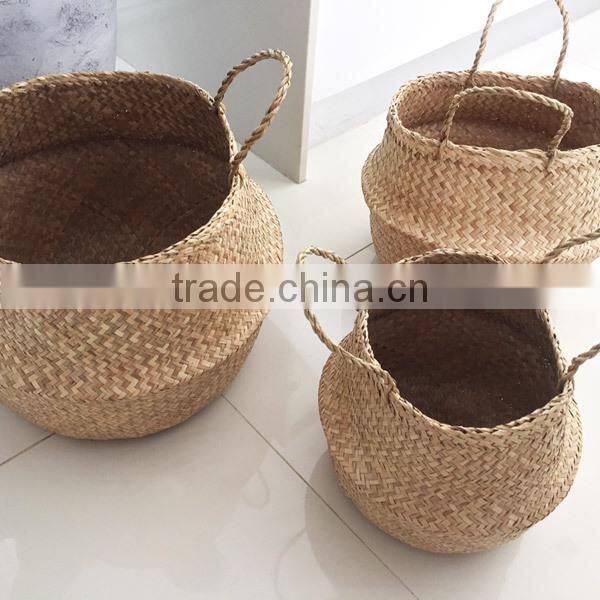 Seagrass natural belly basket made in Vietnam