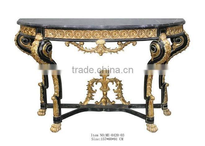 Living Room Furniture Set Classical Marble Top Console Table With Framed Mirror
