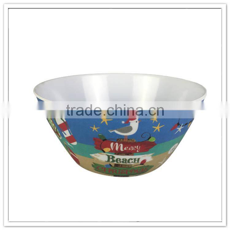 Unique design christmas cartoon print novelty melamine salad bowl