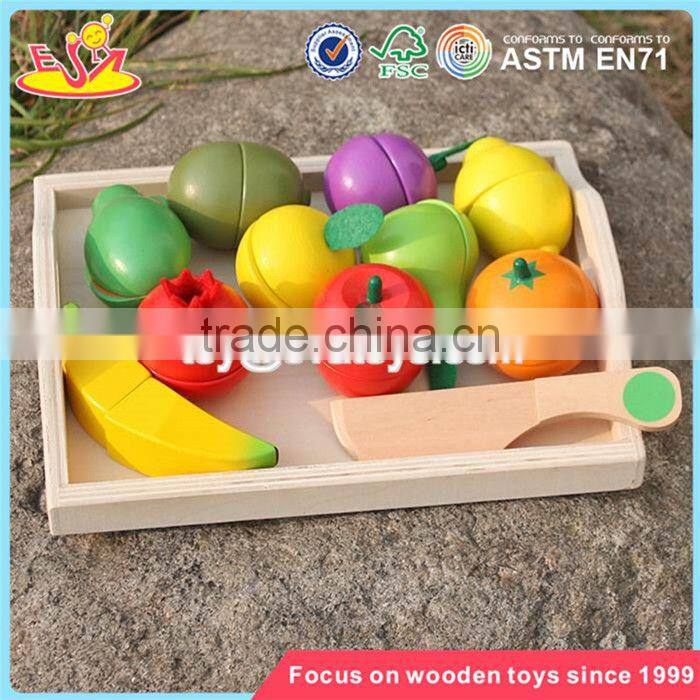 wholesale kids play kitchen toys wooden cutting fruit set funny wooden cutting fruit set for children W10B185