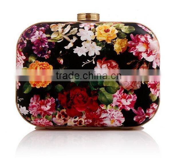 flower colorful printed party bag lady fancy clutch bag