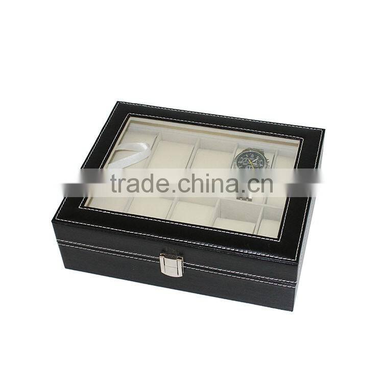 10 Grid Watch Display Storage Case Jewelry Collection Organizer Leather Box