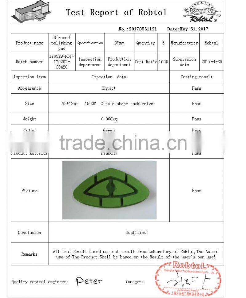 95mm 5# diamond floor polishing pads triangle velcro grinding grinder renew renovation marble granite concrete terrazzo