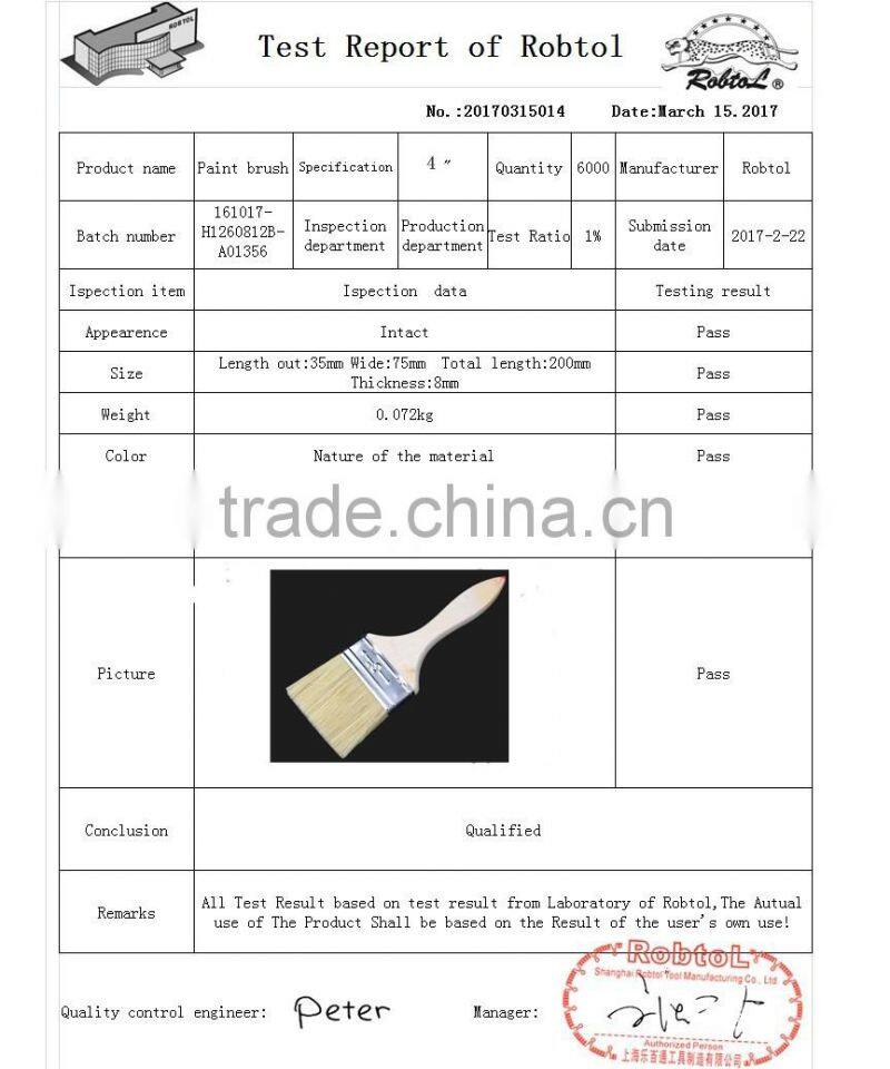 4" wall paint brush wood handle natural synthetic bristle blend filament