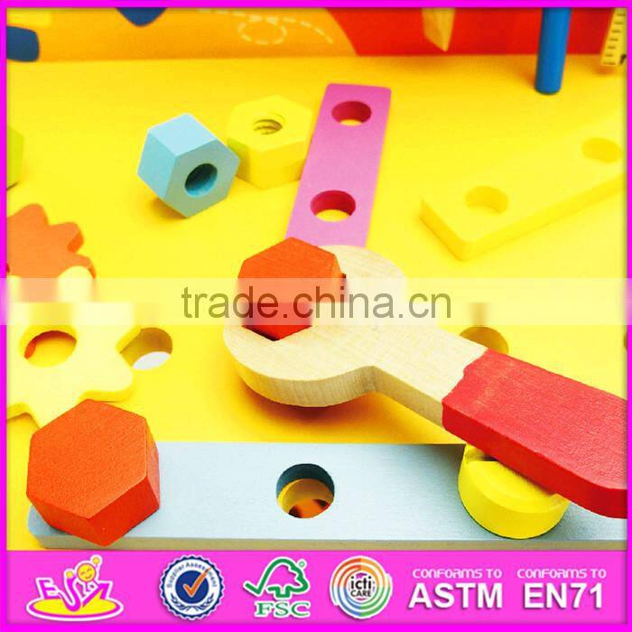 2016 new design cartoon children wooden diy workbench W03D077