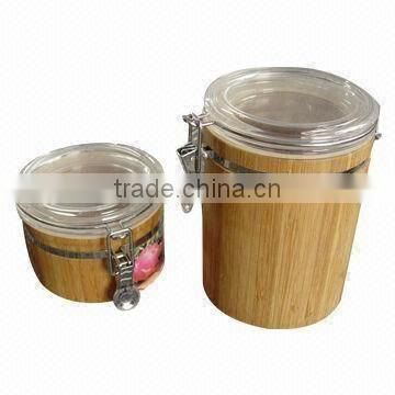 Bamboo Canister with Plastic lip, different tall can be done.