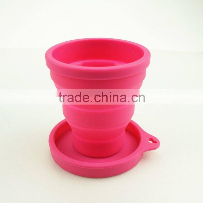 16112 Folding Silicone Cup With Lid, Colorful folding silicone cup with lid,OEM Logo folding silicone cup with lid