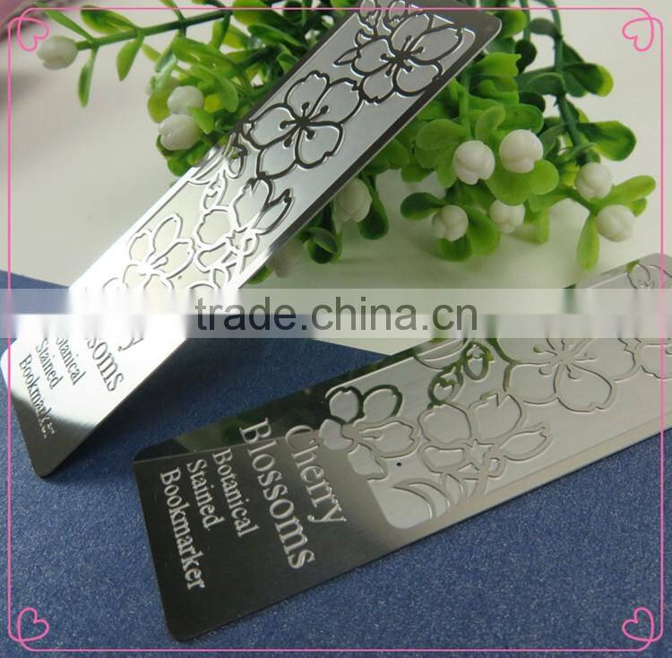 Custom LOGO design engraved silver color metal bookmark gifts