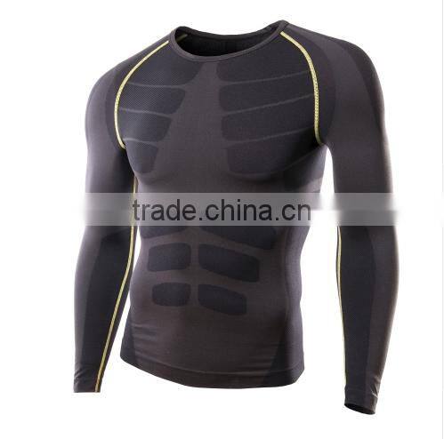 2016 Men Running Cycling Tight Sportswear Long Sleeve Breathable Quick-Dry Basketball Jersey Compression Shirt
