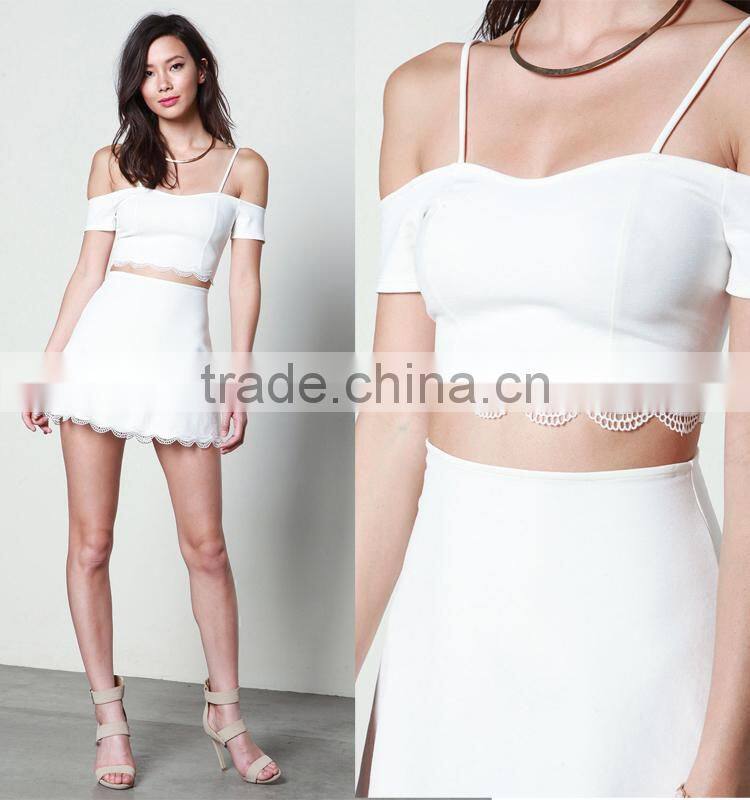 Women blouses and dresses 2016 Guangzhou hot sale women white two piece sets