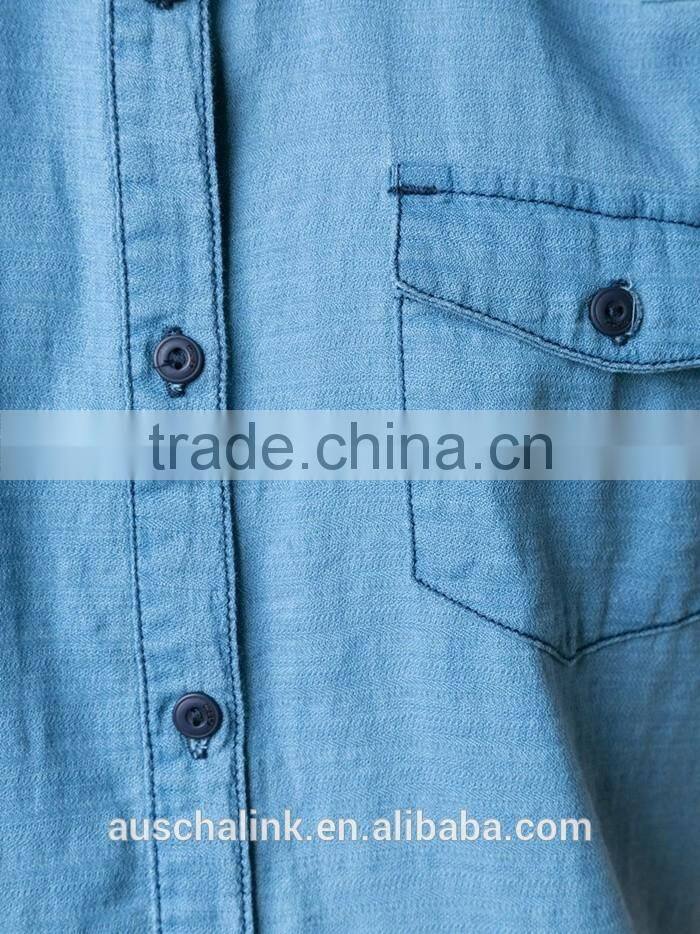 new arrival 100%cotton women sleeveless denim shirts customized