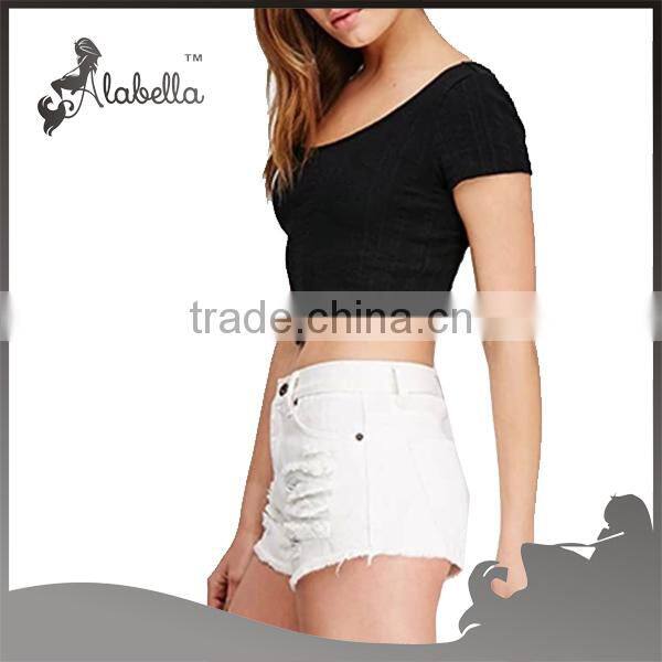 Scoop neck crop tops with 100% cotton fabric