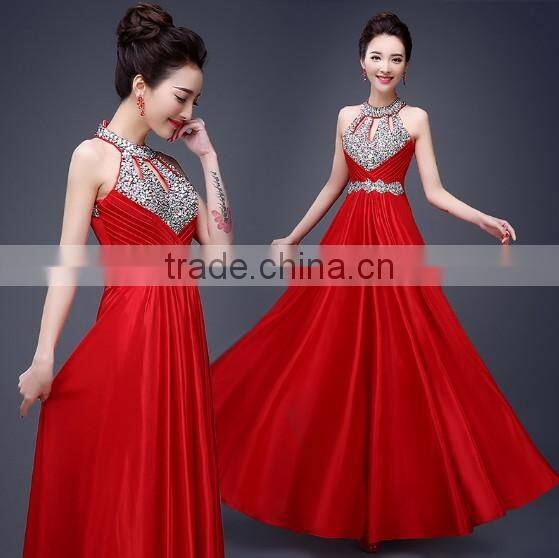 halter neck designer beaded evening brand pretty women dress