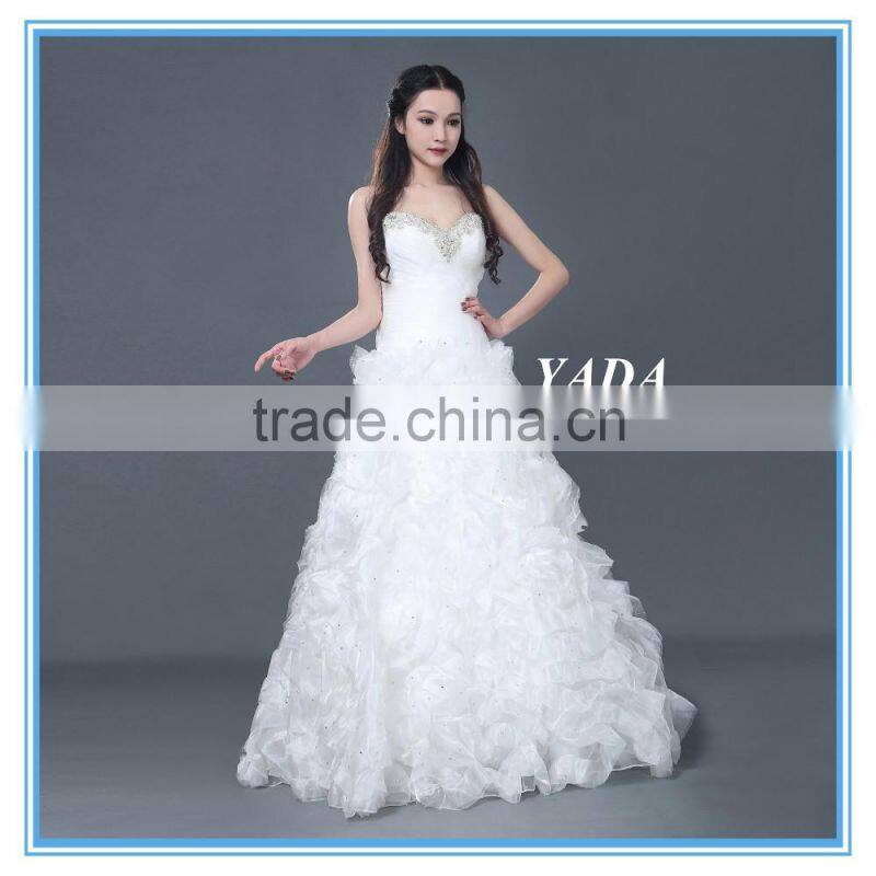 New Model Off Shoulder Elegant Handmade Beaded Wedding Dress 2016
