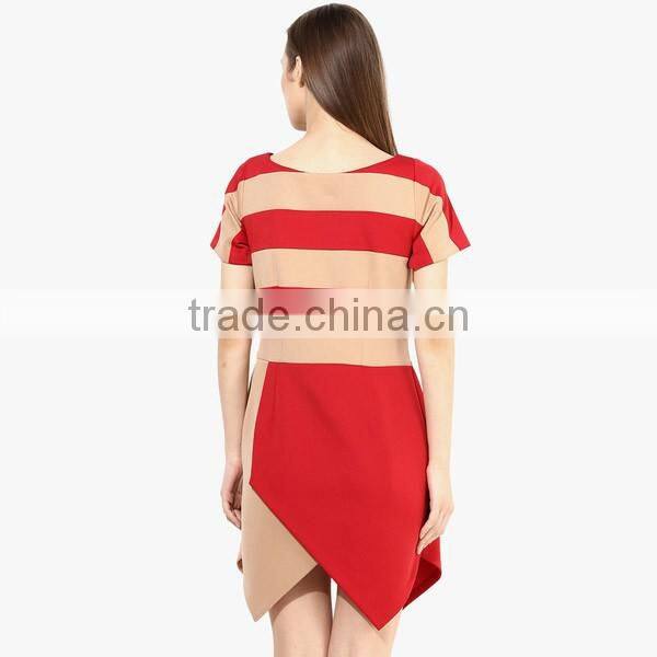 Red Printe Asymmetric Dress For Sexy Ladies