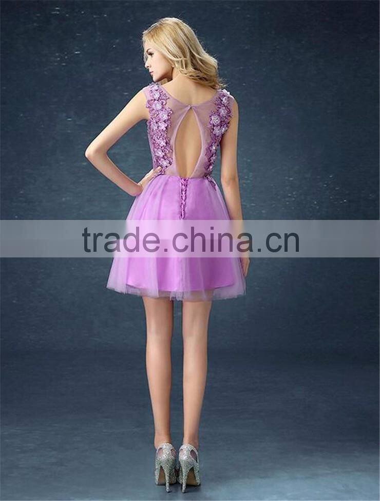 MGOO Embroidery Beaded Bridesmaid Dress Crystals Pearl Flower Formal Dress Mini Dress For Princess Party