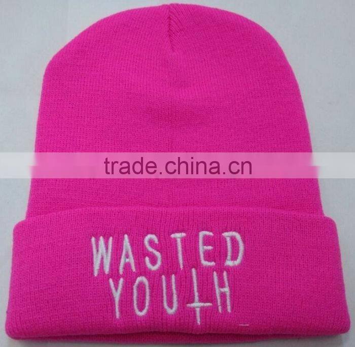 Various Colours 100% Acrylic Knitted Beanie Hat Made In China