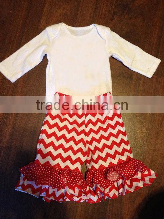 Fashion Baby Outfit Soft Cotton Girls Fall Boutique Sets Plain White Ruffle Top Polka Dot Pant Set Clothes