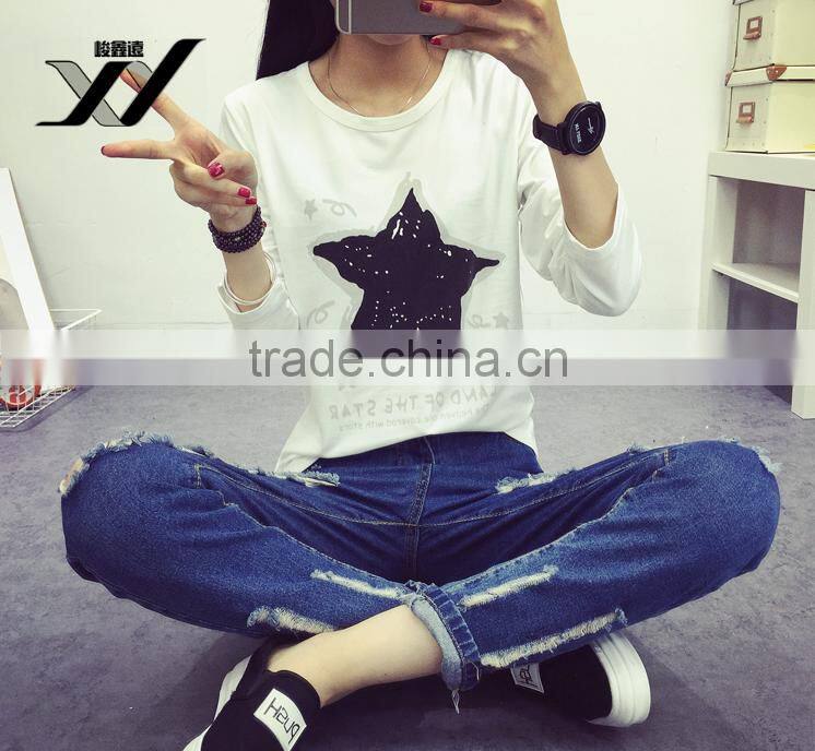 Girl fashion style new design long sleeve tshirt