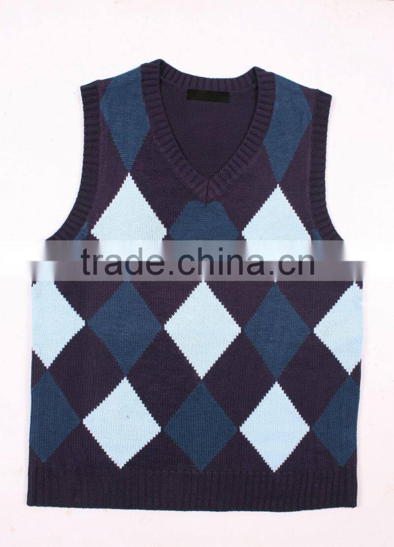 Diamond Sleeveless Sweater Knitting Pattern For Men