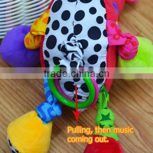 Red horse pulling musical Plush toys baby educational plush toys for kids