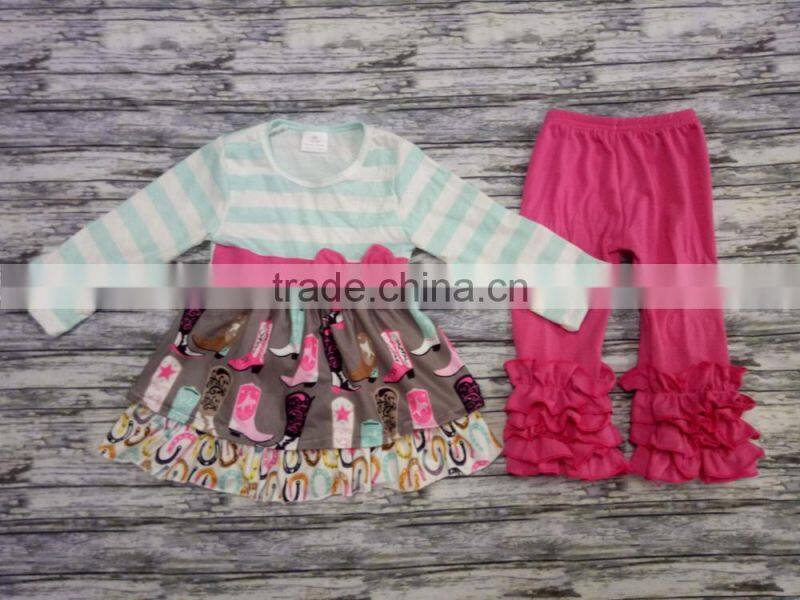 Wholesale children's boutique clothing fall ruffle outfits girls remake boutique outfits