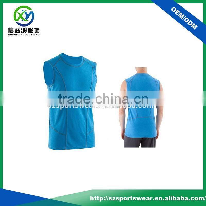 Custom Quick Dry Blue Color Men Sport Tank Top