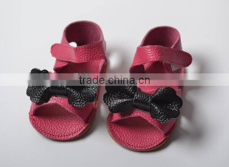 genuine leather girl summer moccasins, bow design baby shoes