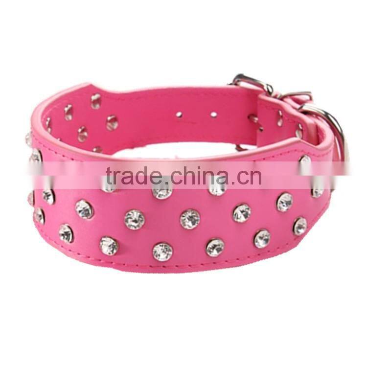 PU pet collar three rows of diamond dog necklace exquisite diamond dog belt