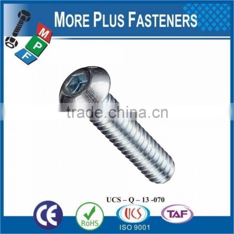 Made in Taiwan Button Head Socket Cap Screw Metric ISO 7380 Grade 10 9 Coarse Bare Steel Zinc Plated