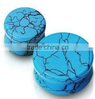 wholesale 316L stainless steel ear tunnel with bright color feather pendant