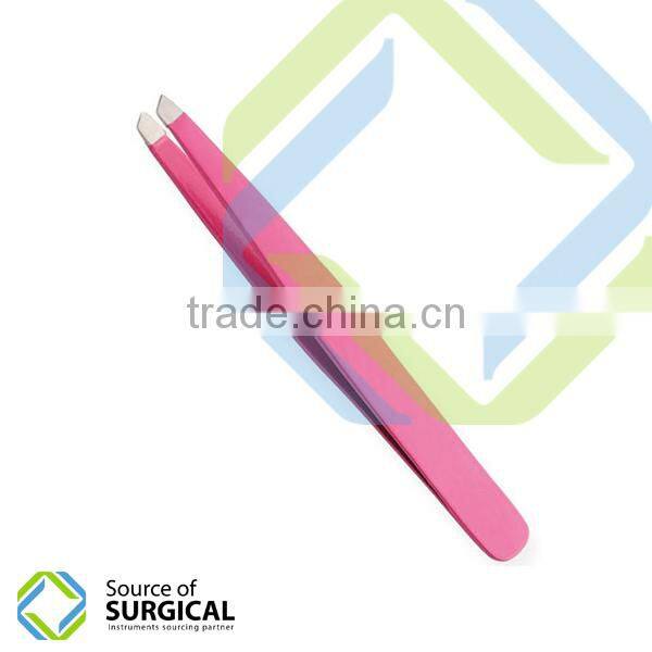 stainless steel eyebrow tweezers slanted eyebrow tweezers gold and color eyebrow tweezers B-EBT-50