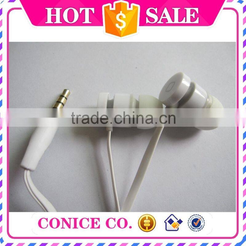 fancy quality white flat cable earbuds magic sound stereo in-ear earphone with mic