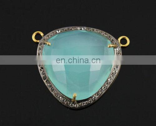 Dyed Emerald Cz Set Gemstone Connector