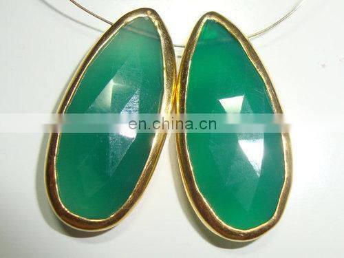 Wholesale semi precious gemstone connector/Rainbow Moonstone Bezel Gemstone Connectors/2015 color gemstone connector