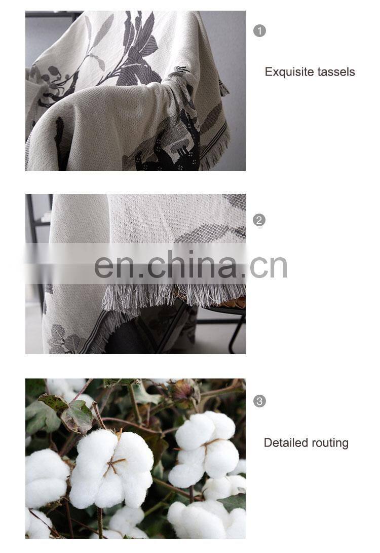 RAWHOUSE China wholesale throw blanket Yarn Dyed leopard double side woven throws tassels cover sofa home decor