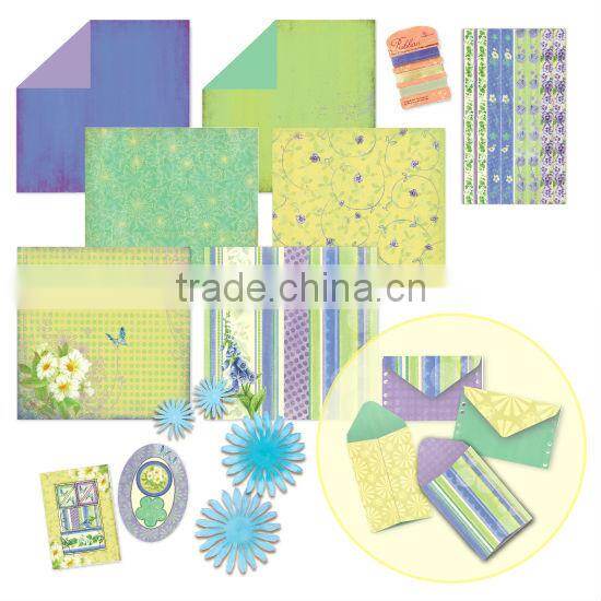 DIY Craft Set Blue & Purple Delicate Fabulous Flowers Scrapbook Kit