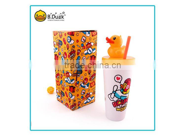 B.Duck novelty plastic pp material big straw bottle for promotional gifts