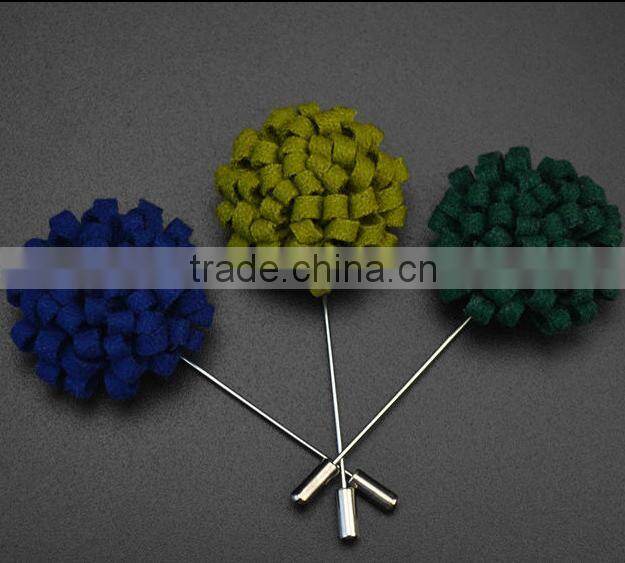 Handmade Men's Flower Lapel Pin 1.3" Wool Felt Boutonniere Stick Pin ML14