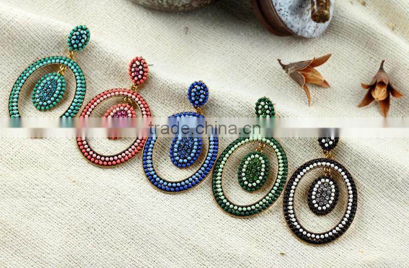 earring with blue stone round paper rolled gold torage box models jewelry arete para mujer