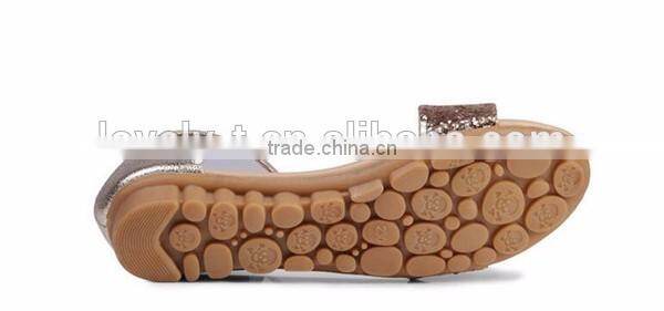 2016 new design shiny sequined pailette flat real leather sandals shoes for summer and beach with oxford sole