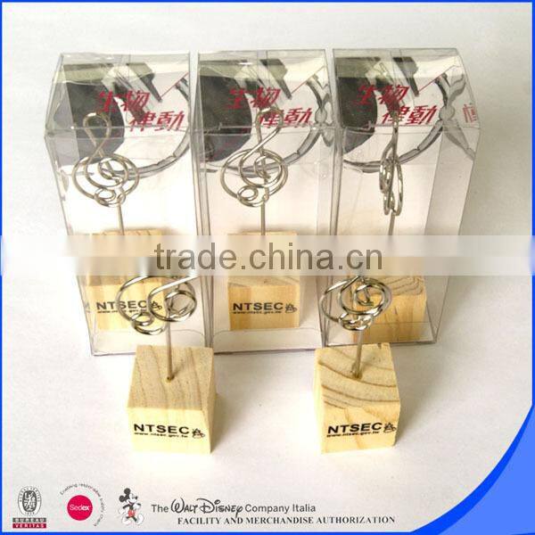 Customized wood base memo clip