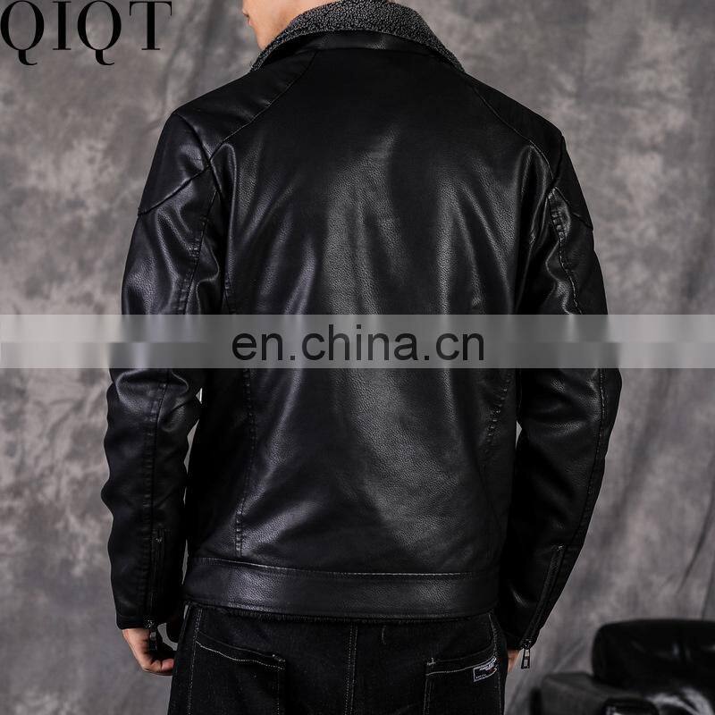 Autumn and winter new men's plus velvet bomber jacket lapel locomotive plus size men's jacket