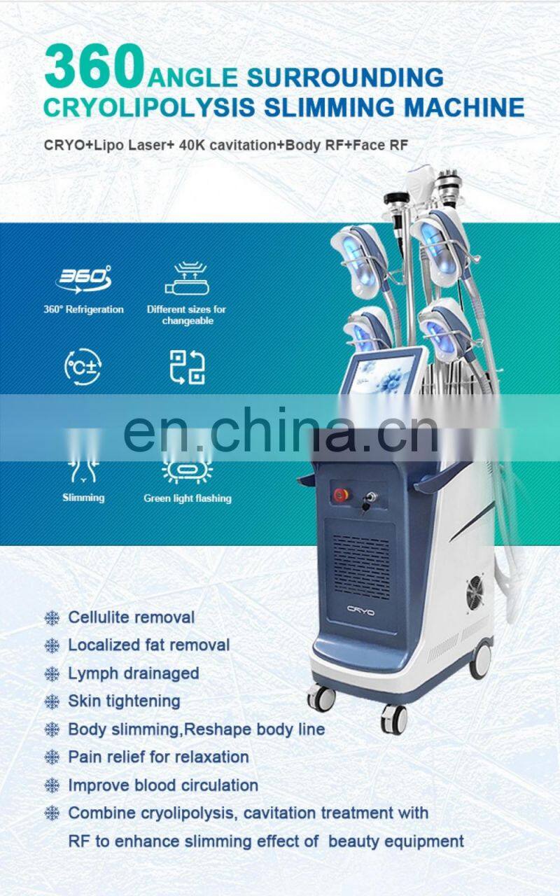 2021 new arrivals cryolipolysis 360 five handles+laser pad+40K cavitation+rf function