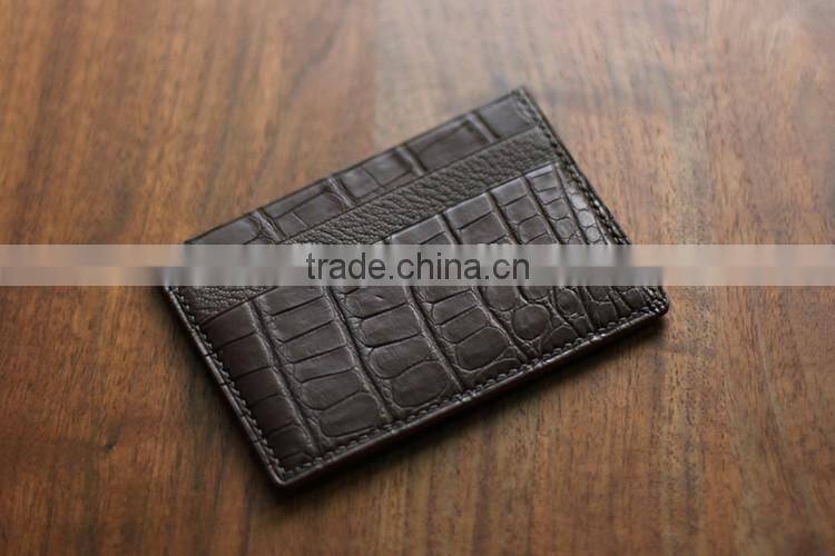 High Quality Wholesale Handmade Black Color Genuine Real Crocodile Alligator Skin Leather Credit Card Holder Purse Pocket Wallet